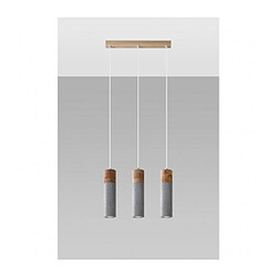 Luminaire Center Suspension Zane Bar Bois,béton Bois gris,naturel 3 ampoules 120cm