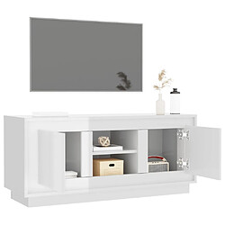 Acheter vidaXL Meuble TV blanc brillant 102x35x45 cm bois d'ingénierie