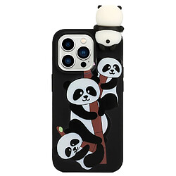 Coque en TPU anti-rayures, anti-chocs avec motif 3D pour votre iPhone 14 Pro - trois pandas