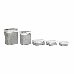 Lot de paniers DKD Home Decor Gris Polyester osier (44 x 34 x 56 cm) pas cher