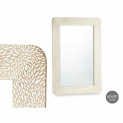 Gift Decor Miroir mural Blanc Marron Bois de manguier Volets 90 x 60 x 2 cm