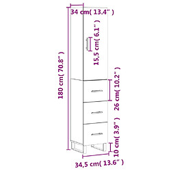 vidaXL Buffet haut Chêne fumé 34,5x34x180 cm Bois d'ingénierie pas cher