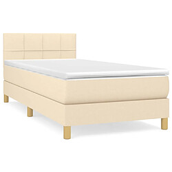 vidaXL Sommier à lattes de lit avec matelas Crème 90x200 cm Tissu