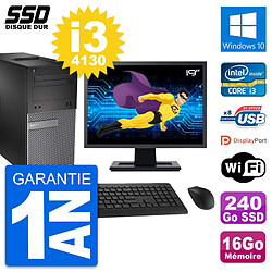 PC Tour Dell 3020 Ecran 19" Intel i3-4130 RAM 16Go SSD 240Go Windows 10 Wifi - Occasion