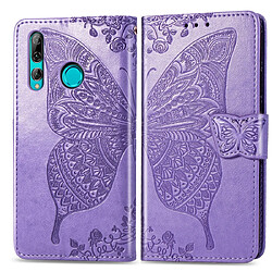 Wewoo Housse Coque Etui en cuir à rabat horizontal Butterfly Love Flowers pour Huawei Y9 Prime 2019avec porte-cartes et porte-cartesainsi que porte-monnaie et lanière violet clair