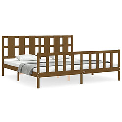 Maison Chic Lit adulte - Cadre Structure de lit avec tête de lit Contemporain marron miel 200x200cm bois massif -MN68108