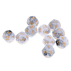 10pcs 12 sided dés d12 dés polyédriques pour dungeons et dragons jeux de table blanc gris pas cher