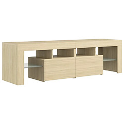 Avis Maison Chic Meubles TV avec lumières LED - Banc TV pour salon Chêne sonoma 140x36,5x40 cm -MN39607