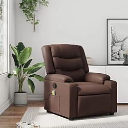 Maison Chic Fauteuil Relax pour salon, Fauteuil de massage inclinable Marron Similicuir -GKD63105