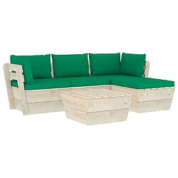 vidaXL Salon de jardin palette 5 pcs avec coussins bois d'épicéa