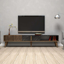 Hanah Home Meuble TV imitation marbre et effet noyer Milan.