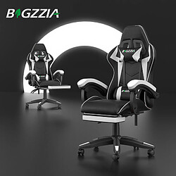 RATTANTREE Chaise de Gaming avec Repose-Pied, siège gaming, fauteuil gaming, Dossier Inclinable à 155, chaise bureau gaming avec appuie-tête, Noir Blanc