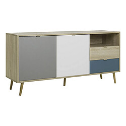 Acheter Mes Buffet 2 portes 2 tiroirs 150x40x71 cm naturel et bleu - BAULEO