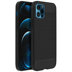 Avizar Coque Apple iPhone 12 Pro Max Protection Souple Carbone Métal Brossé Noir