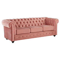 Acheter Vente-Unique Canapés 3 places et 2 places et fauteuil en velours rose pastel CHESTERFIELD