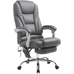 Decoshop26 Fauteuil de bureau avec fonction massage repose-pieds dossier inclinable en PVC gris 10_0002584