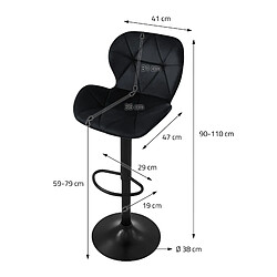 Acheter ML-Design Lot 6 tabourets de bar rembourrées velours chaise noir hauteur réglable 59-79cm