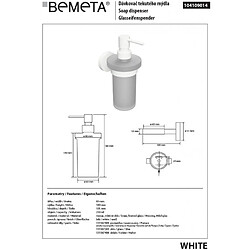 Bemeta - Maison De La Tendance Distributeur de savon liquide mural WHITE en laiton blanc / 250ml