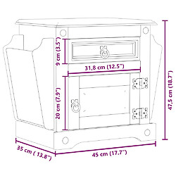 vidaXL Table de chevet Corona 45x35x47,5 cm bois de pin massif pas cher