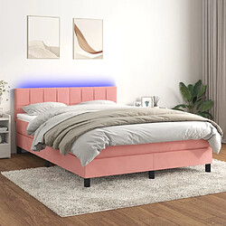 vidaXL Sommier à lattes de lit avec matelas et LED Rose 140x190 cm