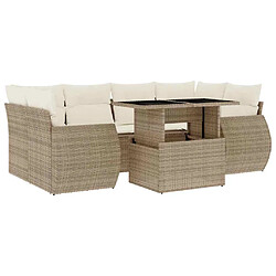 vidaXL Salon de jardin avec coussins 7 pcs beige résine tressée