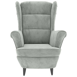 Avis vidaXL Fauteuil à oreilles avec tabouret gris clair velours