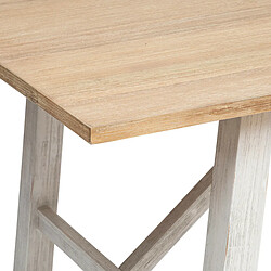 Pegane Table à manger en bois d'acacia et MDF coloris Blanc, naturel - longueur 200 x Profondeur 100 x Hauteur 76 cm