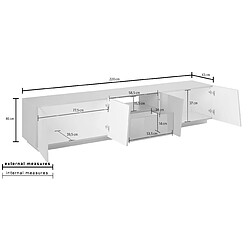 Avis Alter Meuble TV de salon, Made in Italy, Meuble TV avec 4 portes et 1 tiroir, 220x43h46 cm, couleur Gris ardoise