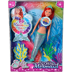 Simba Toys Steffi Love Poupée mannequin Sparkle Mermaid 39 cm Sirène scintillante aux couleurs lumineuses de l'arc-en-ciel