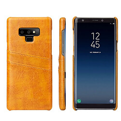 Wewoo Etui en cuir Fierre Shann Retro Oil en cire PU pour Galaxy Note9, avec emplacements pour cartes (Jaune)