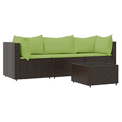 Maison Chic Salon de jardin 4 pcs + coussins - Mobilier/Meubles de jardin - Table et chaises d'extérieur Marron Résine tressée -MN91934