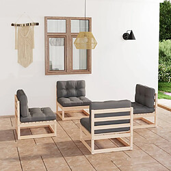 vidaXL Salon de jardin 4 pcs avec coussins Bois de pin massif