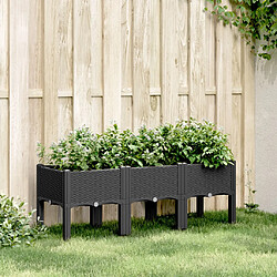 vidaXL Jardinière avec pieds noir 120x40x42 cm PP