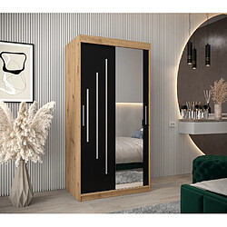 Abiks Meble Armoire YORK 2 À Portes Coulissantes 200/100/62 2 Portes (Artisan/Noir)