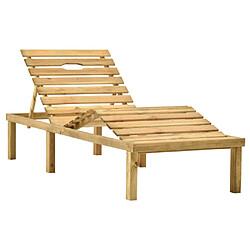 Helloshop26 Transat chaise longue bain de soleil lit de jardin terrasse 200 x 70 x (31,5-77) cm meuble d'extérieur avec table bois de pin imprégné 02_0012605