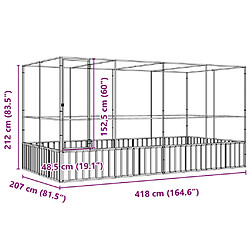 vidaXL Volière avec extension argenté 418x207x212 cm acier pas cher