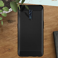 Avis Avizar Coque Oppo Reno Silicone Souple Finition Carbone Effet Métal Brossé noir