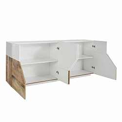 Ahd Amazing Home Design Buffet bois blanc 4 compartiments 200x43cm salon meuble cuisine Hariett Wood pas cher