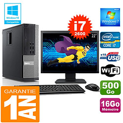 PC DELL 990 SFF Core I7-2600 Ram 16Go Disque 500 Go Wifi W7 Ecran 22" - Occasion