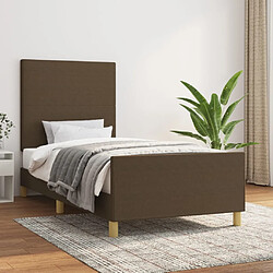 Maison Chic Lit adulte - Cadre Structure de lit avec tête de lit Contemporain Marron foncé 90x190 cm Tissu -MN76936