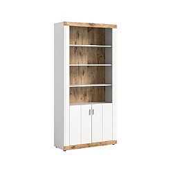 Bestmobilier Coventry - étagère - blanc et bois - 101x204 cm