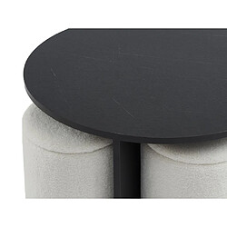 Acheter Vente-Unique Table basse en MDF + 4 poufs en tissu bouclette - Noir et blanc - AKSAY