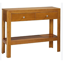 Pegane Console avec 2 tiroirs et 1 étagère en pin massif coloris cerisier - Longueur 105 x Profondeur 35 x Hauteur 85 cm