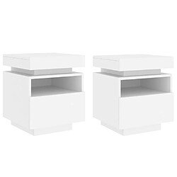 vidaXL Armoires de chevet avec lumières LED 2 pcs blanc 40x39x48,5 cm