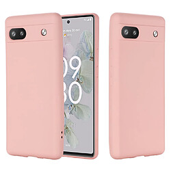 Coque en silicone antichoc, flexible avec lanière, rose pour votre Google Pixel 6a