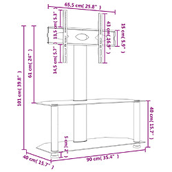 vidaXL Meuble TV d'angle 2 niveaux pour 32-70 pouces noir argenté pas cher