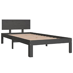 Avis Maison Chic Lit adulte - Lit simple Cadre de lit,Structure du lit Contemporain Gris Bois de pin massif 90x200 cm -MN27816