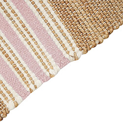 Avis Beliani Tapis en jute 80 x 150 cm beige et rose pastel MIRZA