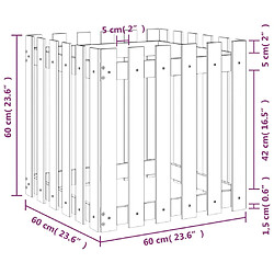 vidaXL Jardinière avec design de clôture noir 60x60x60 cm pin massif pas cher