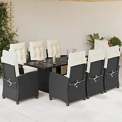 Maison Chic Ensemble à manger d'extérieur 9 pcs avec coussins,Salon de jardin noir résine tressée -GKD530074